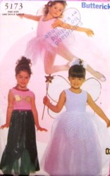 5173 BUTTERICK BALLET,  MERMAID, FAIRY COSTUME WINGS OR NOT PATTERN 2-6X